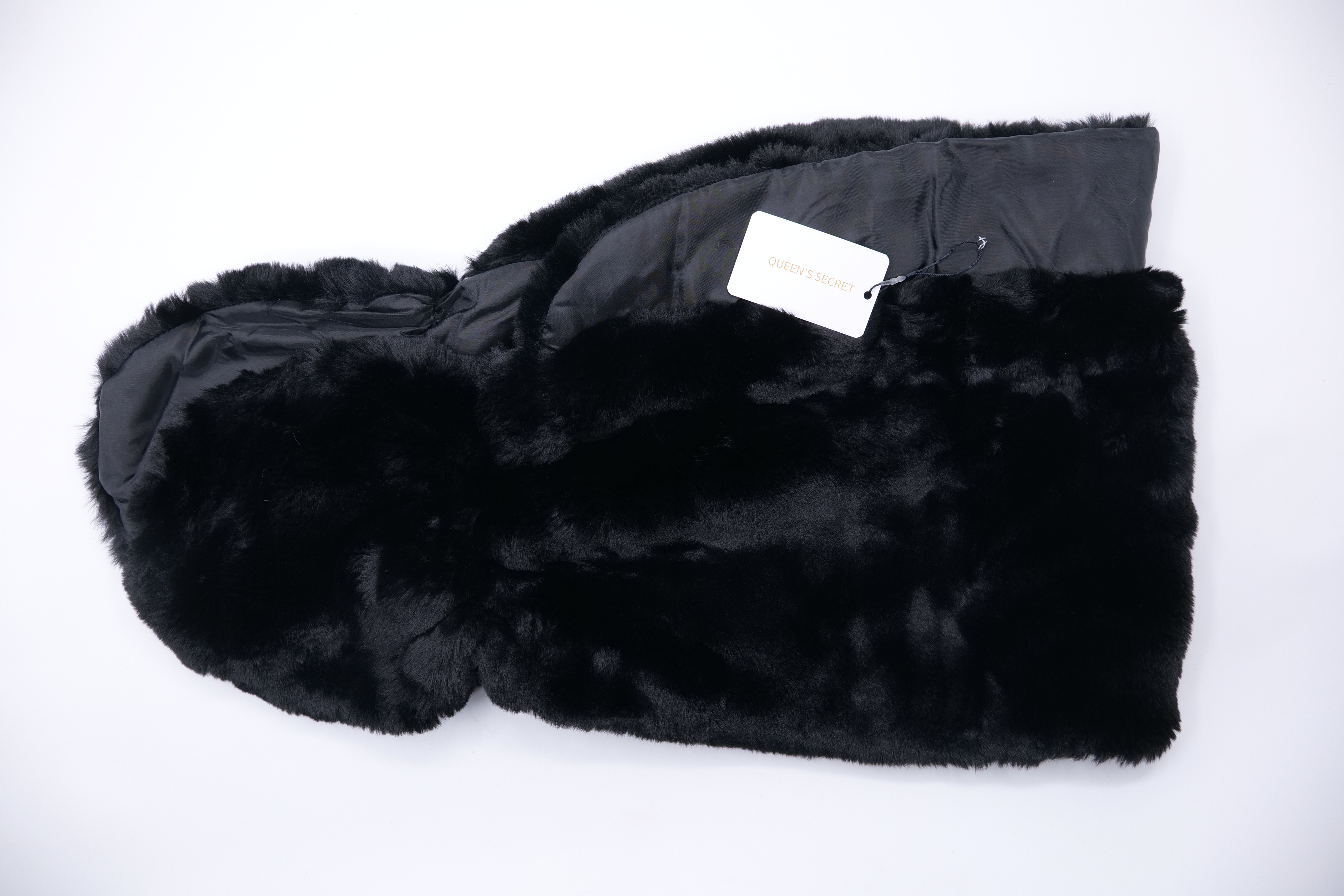 QUEEN'S SECRET Women Wedding Faux Fur Wraps and shawls Fur Stole Shrug Black One Size